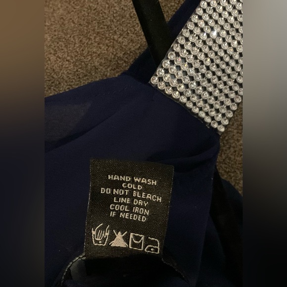 Msk. Navy blue,one piece cut out size xl. long sleeve rhinestone jumpsuit. - Picture 6 of 7